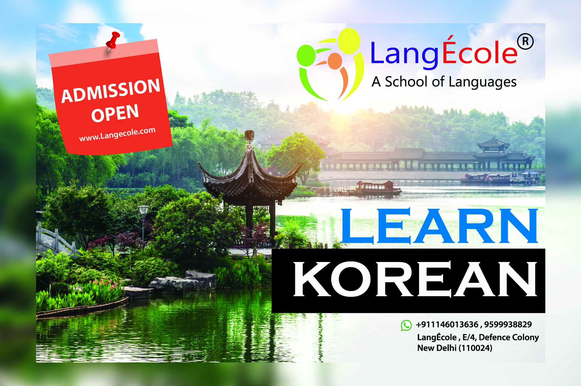 Learn korean language, language institute in delhi, bangalore, langecole